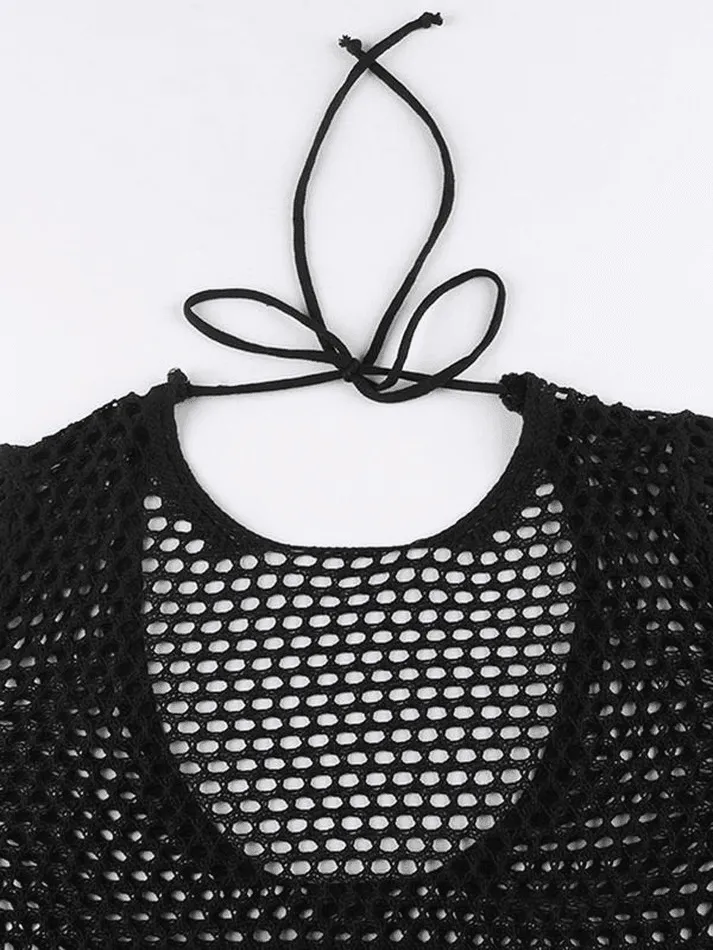 Uniwim Backless Crochet Hollow Knit Crop Top