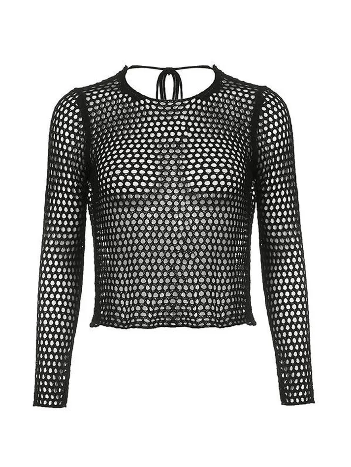 Uniwim Backless Crochet Hollow Knit Crop Top