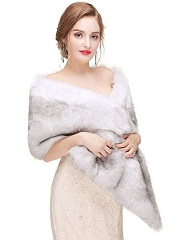 Wedding Shawl Wrap Faux Fur Stole Bridal Cape For Winter