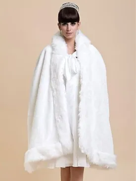 White Cloak Faux Fur Acrylic Cloak For Women