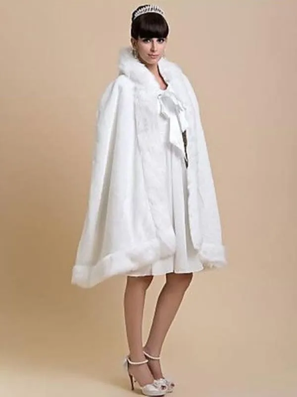 White Cloak Faux Fur Acrylic Cloak For Women