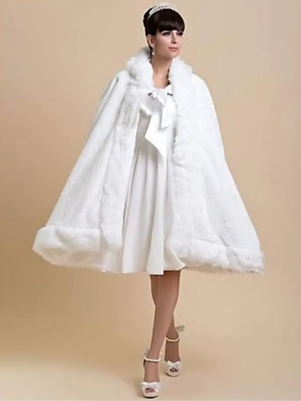White Cloak Faux Fur Acrylic Cloak For Women