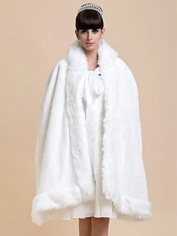 White Cloak Faux Fur Acrylic Cloak For Women