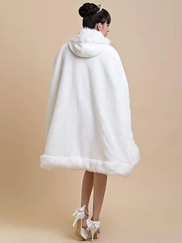White Cloak Faux Fur Acrylic Cloak For Women