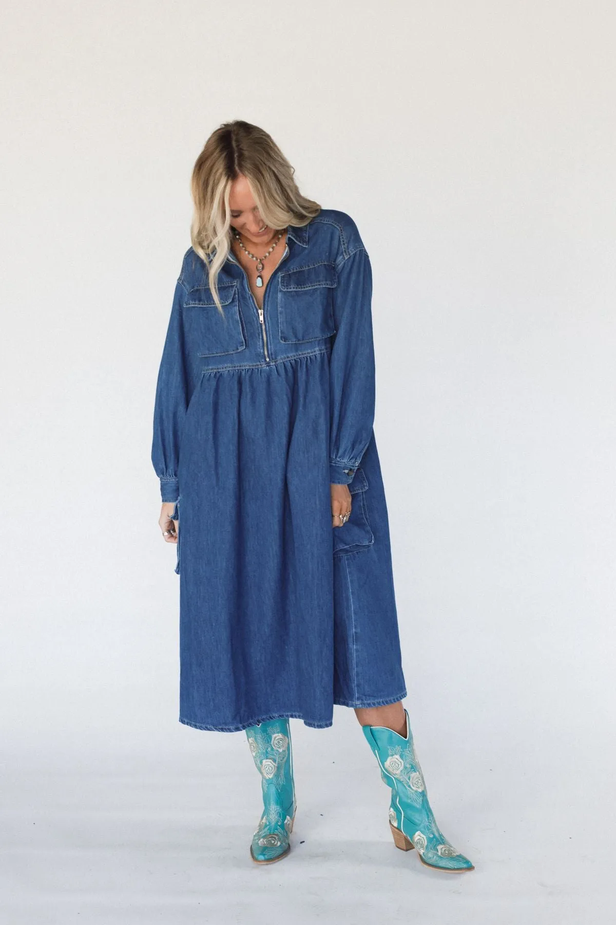 Wild Willow Denim Maxi Dress - Indigo