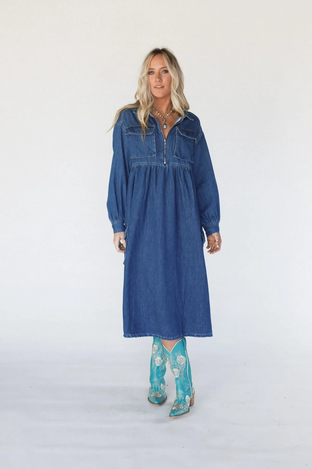 Wild Willow Denim Maxi Dress - Indigo