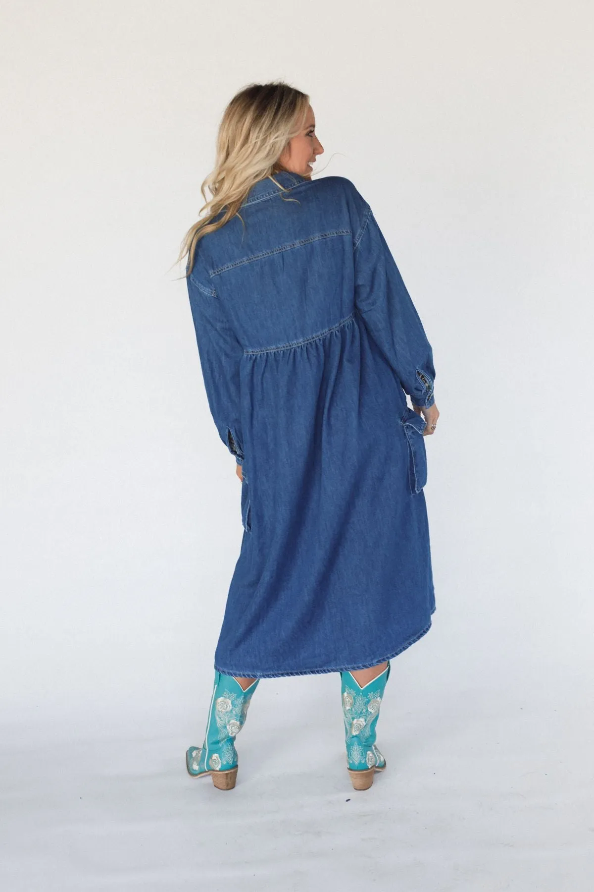 Wild Willow Denim Maxi Dress - Indigo