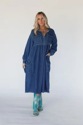Wild Willow Denim Maxi Dress - Indigo