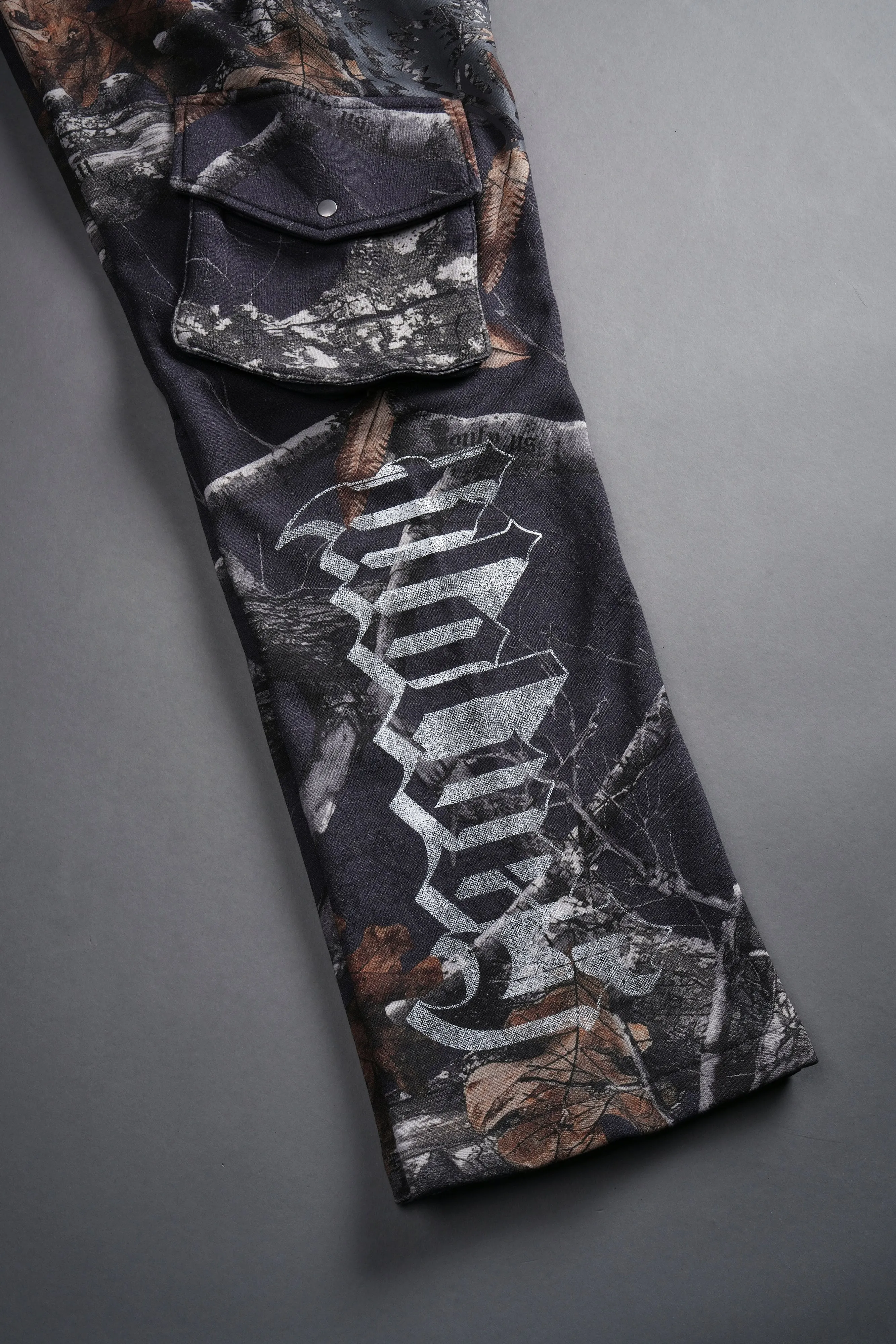 Wolves Represent Bigelow Cargo Sweat Pants in Storm Blue Woodland Camo