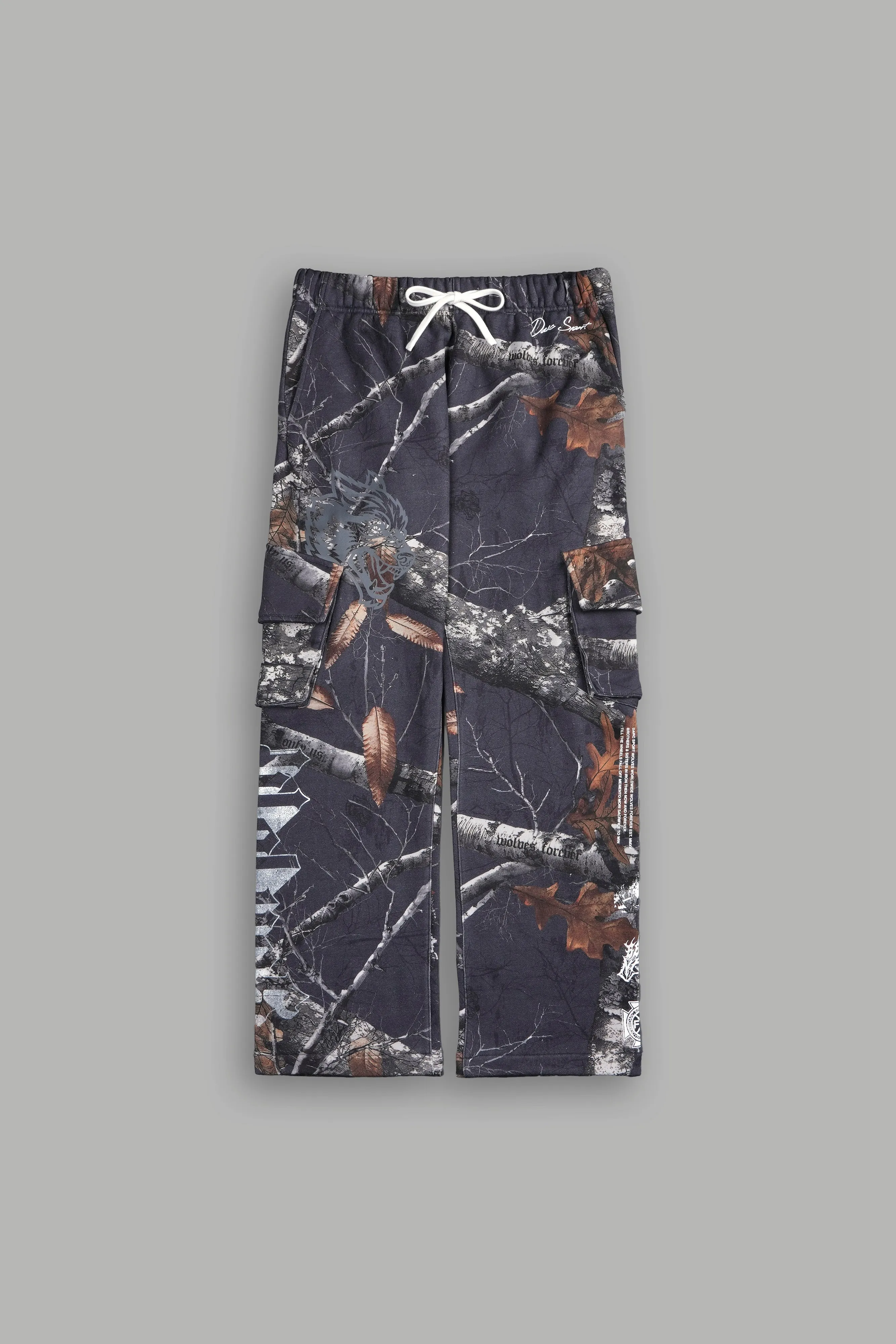 Wolves Represent Bigelow Cargo Sweat Pants in Storm Blue Woodland Camo