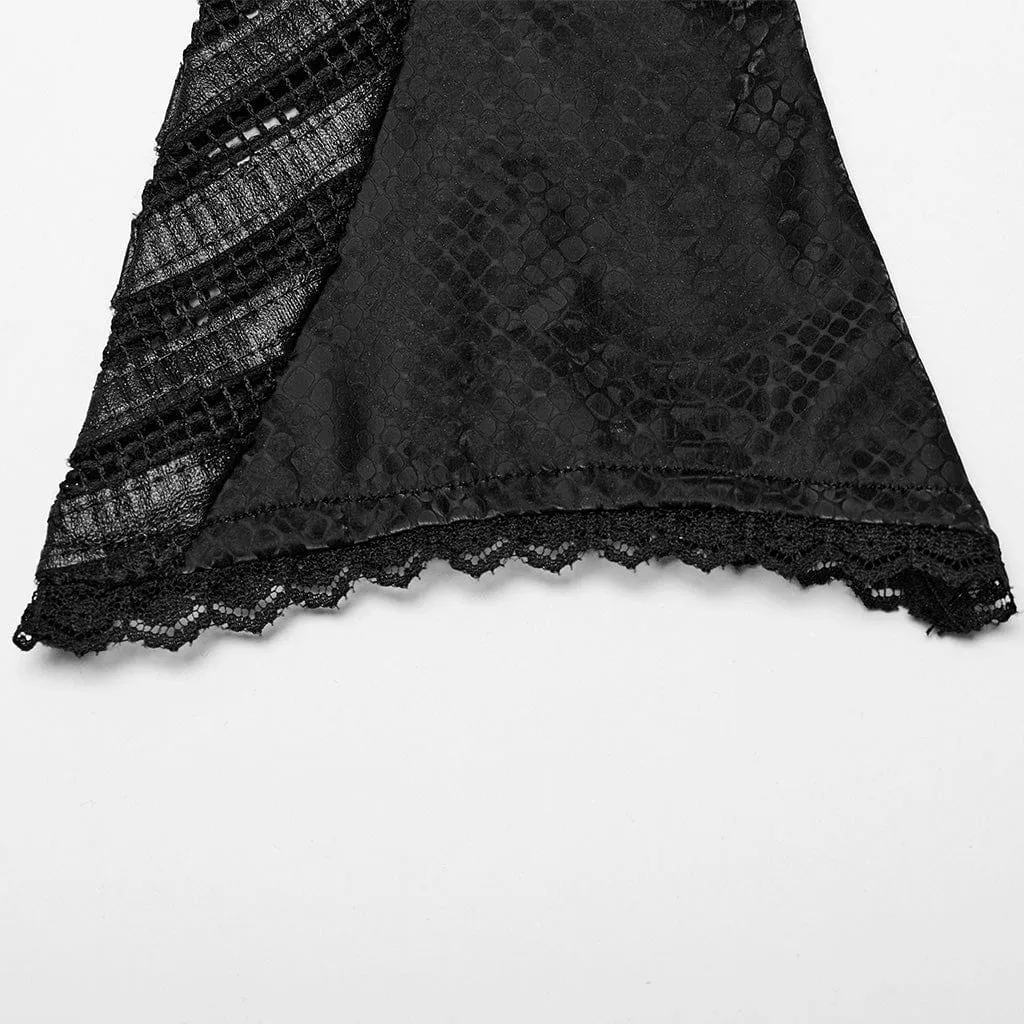 Women's Punk Buckle Mesh Splice Lace Arm Sleeves