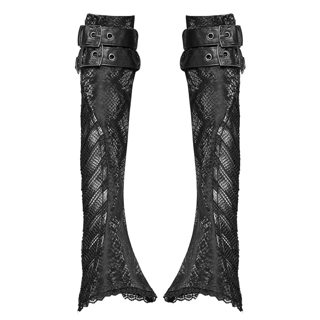 Women's Punk Buckle Mesh Splice Lace Arm Sleeves