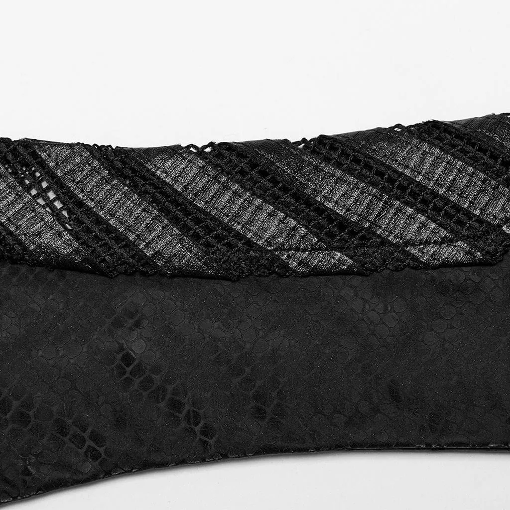 Women's Punk Buckle Mesh Splice Lace Arm Sleeves