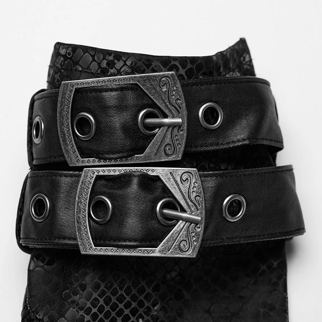 Women's Punk Buckle Mesh Splice Lace Arm Sleeves