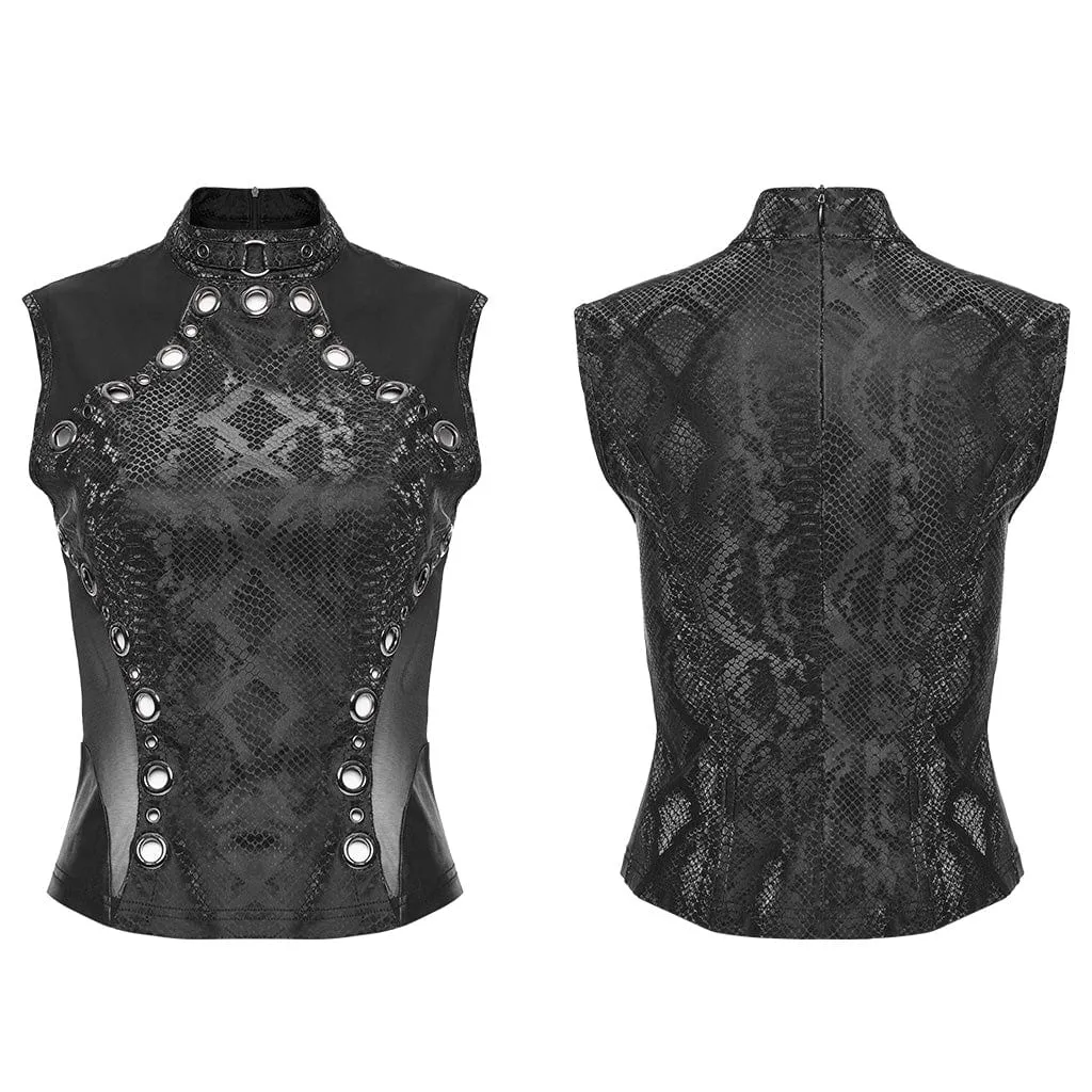 Women's Punk Mesh Ring Cutout Tank Top