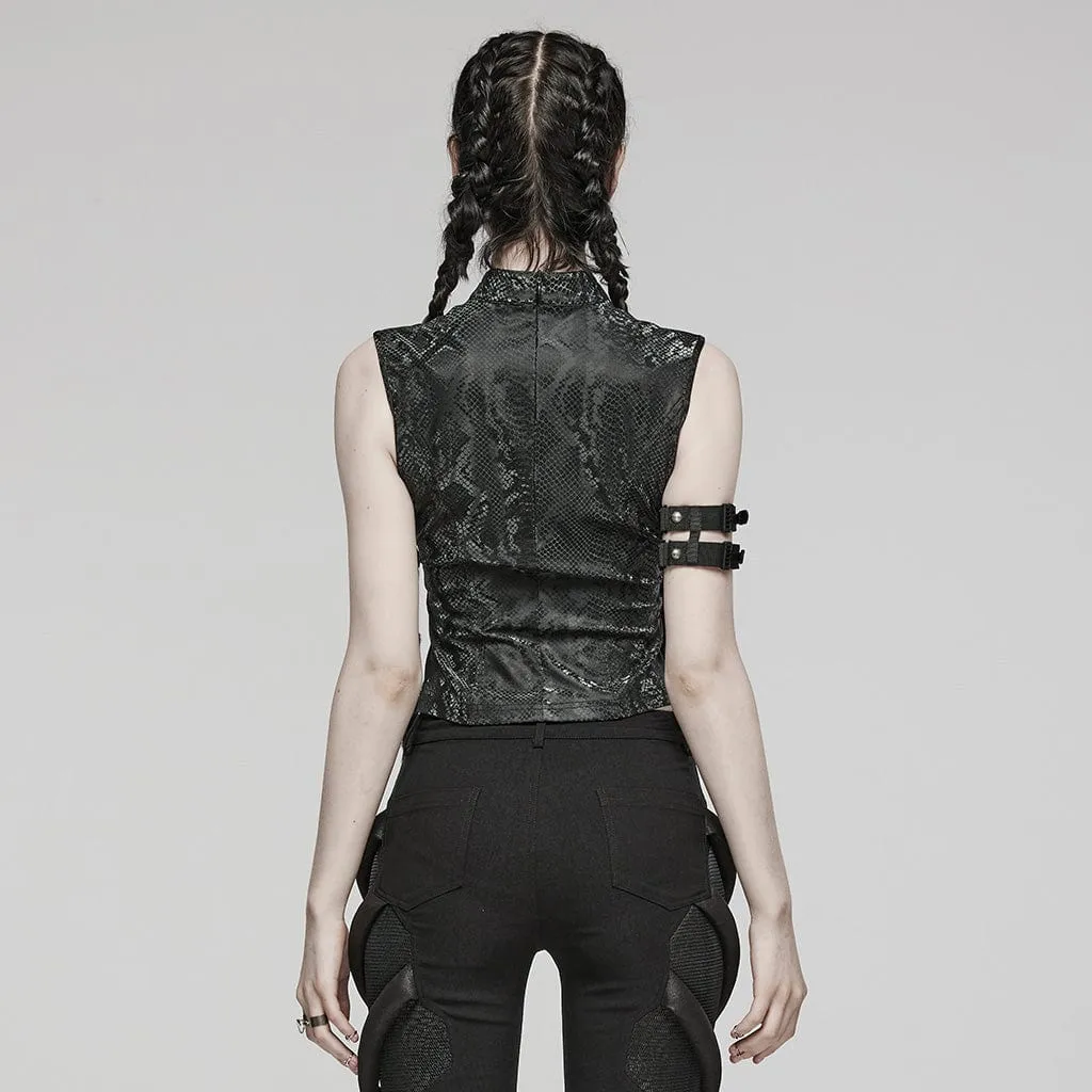 Women's Punk Mesh Ring Cutout Tank Top
