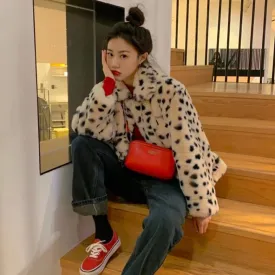 Zaya Faux Snow Leopard Plush Fur Jacket